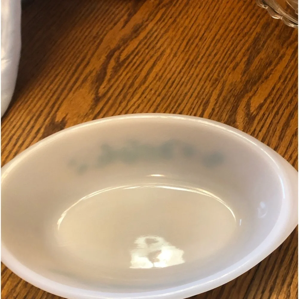 Glasbake 1 Quart Baking Dish Turquoise Fruit Pattern
